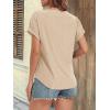 imageATHMILE Womens Tunics Loose Fit Dressy Blouses Summer Short Sleeve Tops with Curved Hem Beach Vacation Clothes for WomenBeige