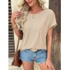 imageATHMILE Womens Tunics Loose Fit Dressy Blouses Summer Short Sleeve Tops with Curved Hem Beach Vacation Clothes for WomenBeige