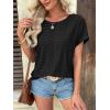 imageATHMILE Womens Tunics Loose Fit Dressy Blouses Summer Short Sleeve Tops with Curved Hem Beach Vacation Clothes for WomenBlack