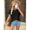 imageATHMILE Womens Tunics Loose Fit Dressy Blouses Summer Short Sleeve Tops with Curved Hem Beach Vacation Clothes for WomenBlack