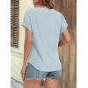 imageATHMILE Womens Tunics Loose Fit Dressy Blouses Summer Short Sleeve Tops with Curved Hem Beach Vacation Clothes for WomenBlue