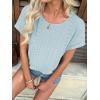 imageATHMILE Womens Tunics Loose Fit Dressy Blouses Summer Short Sleeve Tops with Curved Hem Beach Vacation Clothes for WomenBlue