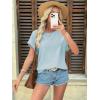 imageATHMILE Womens Tunics Loose Fit Dressy Blouses Summer Short Sleeve Tops with Curved Hem Beach Vacation Clothes for WomenBlue
