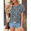 imageATHMILE Womens Tunics Loose Fit Dressy Blouses Summer Short Sleeve Tops with Curved Hem Beach Vacation Clothes for WomenBlue Floral