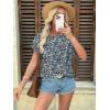 imageATHMILE Womens Tunics Loose Fit Dressy Blouses Summer Short Sleeve Tops with Curved Hem Beach Vacation Clothes for WomenBlue Floral