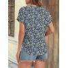 imageATHMILE Womens Tunics Loose Fit Dressy Blouses Summer Short Sleeve Tops with Curved Hem Beach Vacation Clothes for WomenBlue Floral