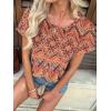 imageATHMILE Womens Tunics Loose Fit Dressy Blouses Summer Short Sleeve Tops with Curved Hem Beach Vacation Clothes for WomenBoho