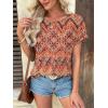 imageATHMILE Womens Tunics Loose Fit Dressy Blouses Summer Short Sleeve Tops with Curved Hem Beach Vacation Clothes for WomenBoho