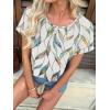 imageATHMILE Womens Tunics Loose Fit Dressy Blouses Summer Short Sleeve Tops with Curved Hem Beach Vacation Clothes for WomenColorful Leaf