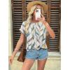 imageATHMILE Womens Tunics Loose Fit Dressy Blouses Summer Short Sleeve Tops with Curved Hem Beach Vacation Clothes for WomenColorful Leaf
