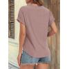 imageATHMILE Womens Tunics Loose Fit Dressy Blouses Summer Short Sleeve Tops with Curved Hem Beach Vacation Clothes for WomenDark Pink