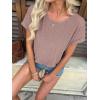 imageATHMILE Womens Tunics Loose Fit Dressy Blouses Summer Short Sleeve Tops with Curved Hem Beach Vacation Clothes for WomenDark Pink