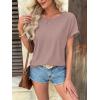 imageATHMILE Womens Tunics Loose Fit Dressy Blouses Summer Short Sleeve Tops with Curved Hem Beach Vacation Clothes for WomenDark Pink