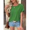 imageATHMILE Womens Tunics Loose Fit Dressy Blouses Summer Short Sleeve Tops with Curved Hem Beach Vacation Clothes for WomenGreen