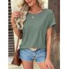 imageATHMILE Womens Tunics Loose Fit Dressy Blouses Summer Short Sleeve Tops with Curved Hem Beach Vacation Clothes for WomenGrey Green