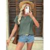 imageATHMILE Womens Tunics Loose Fit Dressy Blouses Summer Short Sleeve Tops with Curved Hem Beach Vacation Clothes for WomenGrey Green