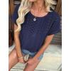 imageATHMILE Womens Tunics Loose Fit Dressy Blouses Summer Short Sleeve Tops with Curved Hem Beach Vacation Clothes for WomenNavy Blue