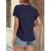imageATHMILE Womens Tunics Loose Fit Dressy Blouses Summer Short Sleeve Tops with Curved Hem Beach Vacation Clothes for WomenNavy Blue