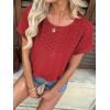 imageATHMILE Womens Tunics Loose Fit Dressy Blouses Summer Short Sleeve Tops with Curved Hem Beach Vacation Clothes for WomenRed