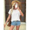imageATHMILE Womens Tunics Loose Fit Dressy Blouses Summer Short Sleeve Tops with Curved Hem Beach Vacation Clothes for WomenWhite