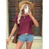 imageATHMILE Womens Tunics Loose Fit Dressy Blouses Summer Short Sleeve Tops with Curved Hem Beach Vacation Clothes for WomenWine Red
