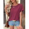 imageATHMILE Womens Tunics Loose Fit Dressy Blouses Summer Short Sleeve Tops with Curved Hem Beach Vacation Clothes for WomenWine Red