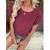 imageATHMILE Womens Tunics Loose Fit Dressy Blouses Summer Short Sleeve Tops with Curved Hem Beach Vacation Clothes for WomenWine Red