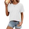 imageATHMILE Womens Short Sleeve Shirts Trendy Dressy Tops Business Casual Tee Fashion Knitted Blouses Y2k Outfits 2025White