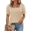 imageATHMILE Womens Summer Tops Square Neck Dressy Casual Ruffle Trim Sleeve Cute T Shirts Trendy ClothesBeige