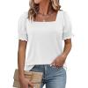 imageATHMILE Womens Summer Tops Square Neck Dressy Casual Ruffle Trim Sleeve Cute T Shirts Trendy ClothesWhite