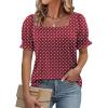imageATHMILE Womens Summer Tops Square Neck Dressy Casual Ruffle Trim Sleeve Cute T Shirts Trendy ClothesWine Polka Dot