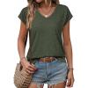 imageATHMILE Womens Summer Tops V Neck Cap Sleeve Tshirts Casual Cute T Shirts Fashion Clothes Vintage Basics TeeArmy Green