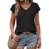 imageATHMILE Womens Summer Tops V Neck Cap Sleeve Tshirts Casual Cute T Shirts Fashion Clothes Vintage Basics TeeBlack