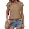 imageATHMILE Womens Summer Tops V Neck Cap Sleeve Tshirts Casual Cute T Shirts Fashion Clothes Vintage Basics TeeKhaki
