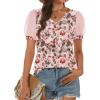 imageATHMILE Womens Summer Tops V Neck T Shirts Swiss Dot Puff Sleeve Tops Loose Casual TshirtsThe Butterfly