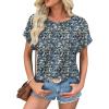 imageATHMILE Womens Tunics Loose Fit Dressy Blouses Summer Short Sleeve Tops with Curved Hem Beach Vacation Clothes for WomenBlue Floral