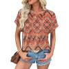 imageATHMILE Womens Tunics Loose Fit Dressy Blouses Summer Short Sleeve Tops with Curved Hem Beach Vacation Clothes for WomenBoho