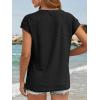 imageATHMILE Tops for Women Trendy Short Sleeve Shirts Dressy Casual Cap Blouses with Curved Hem Summer ClothingBlack