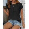 imageATHMILE Tops for Women Trendy Short Sleeve Shirts Dressy Casual Cap Blouses with Curved Hem Summer ClothingBlack