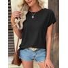 imageATHMILE Tops for Women Trendy Short Sleeve Shirts Dressy Casual Cap Blouses with Curved Hem Summer ClothingBlack