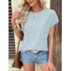 imageATHMILE Tops for Women Trendy Short Sleeve Shirts Dressy Casual Cap Blouses with Curved Hem Summer ClothingBlue