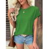 imageATHMILE Tops for Women Trendy Short Sleeve Shirts Dressy Casual Cap Blouses with Curved Hem Summer ClothingGreen