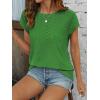 imageATHMILE Tops for Women Trendy Short Sleeve Shirts Dressy Casual Cap Blouses with Curved Hem Summer ClothingGreen