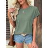 imageATHMILE Tops for Women Trendy Short Sleeve Shirts Dressy Casual Cap Blouses with Curved Hem Summer ClothingGrey Green