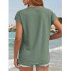 imageATHMILE Tops for Women Trendy Short Sleeve Shirts Dressy Casual Cap Blouses with Curved Hem Summer ClothingGrey Green