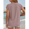imageATHMILE Tops for Women Trendy Short Sleeve Shirts Dressy Casual Cap Blouses with Curved Hem Summer ClothingGrey Pink