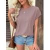 imageATHMILE Tops for Women Trendy Short Sleeve Shirts Dressy Casual Cap Blouses with Curved Hem Summer ClothingGrey Pink