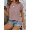 imageATHMILE Tops for Women Trendy Short Sleeve Shirts Dressy Casual Cap Blouses with Curved Hem Summer ClothingGrey Pink
