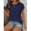 imageATHMILE Tops for Women Trendy Short Sleeve Shirts Dressy Casual Cap Blouses with Curved Hem Summer ClothingNavy Blue