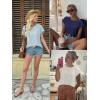 imageATHMILE Tops for Women Trendy Short Sleeve Shirts Dressy Casual Cap Blouses with Curved Hem Summer ClothingNavy Blue